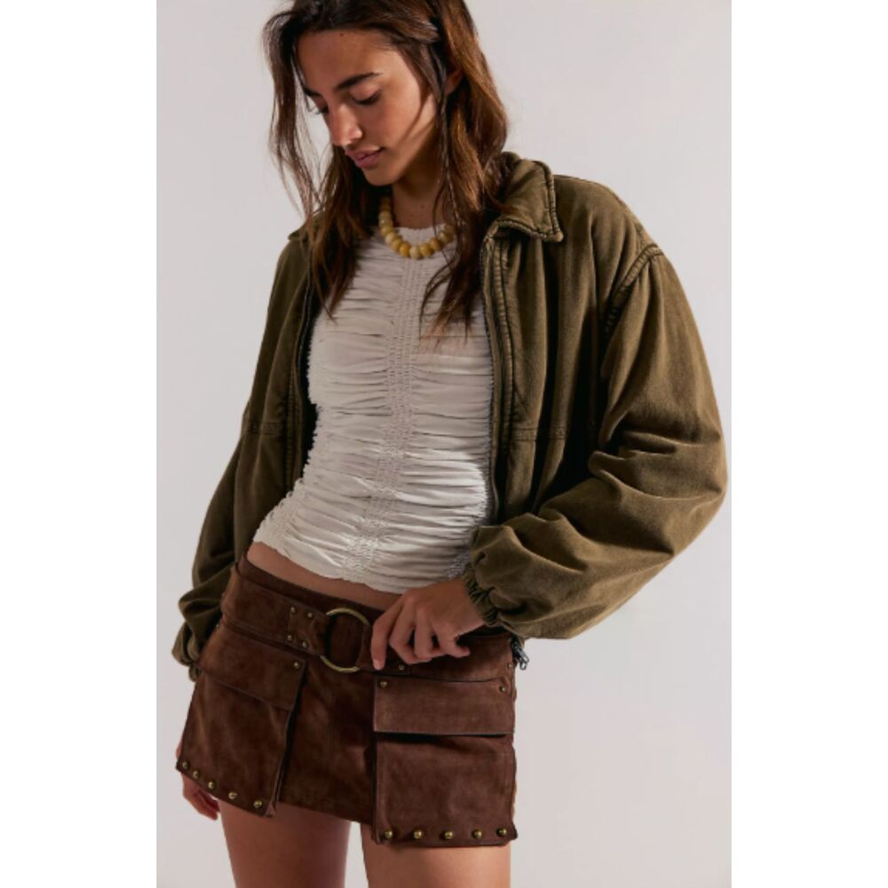 Free People We The Free Micro Mini Suede Cargo Skort